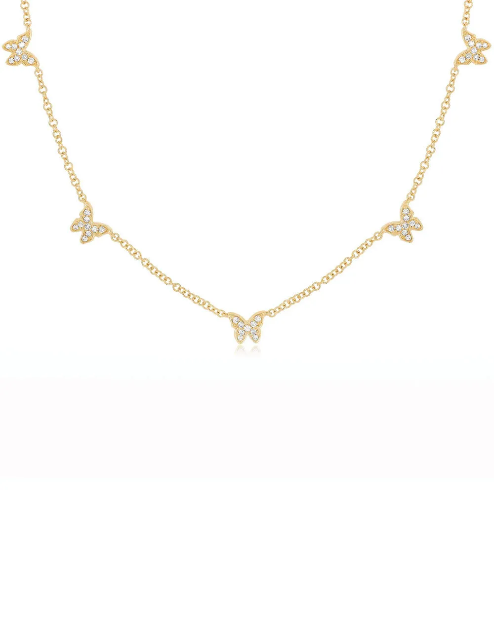 14k Yellow Gold Butterfly Diamond Necklace