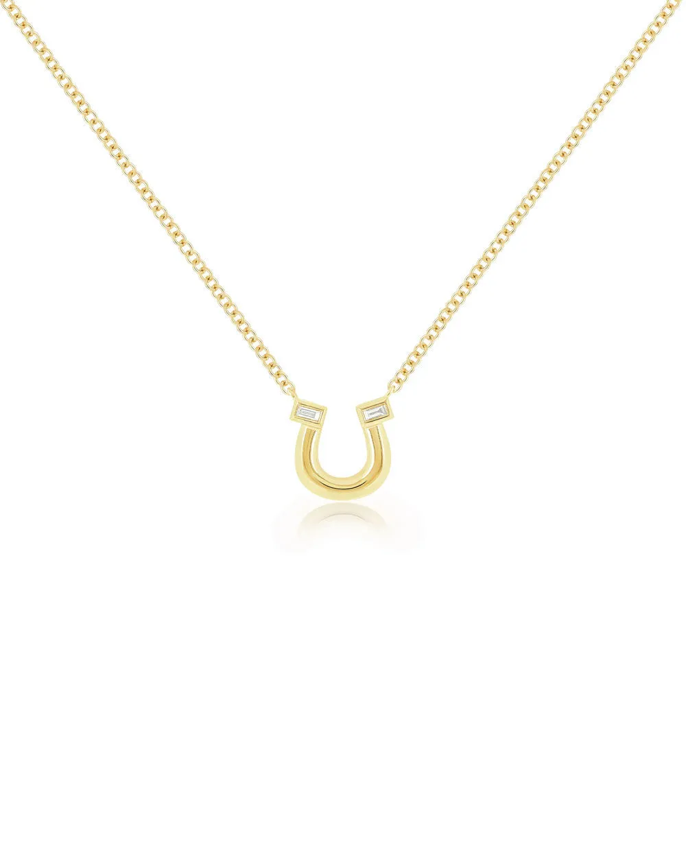 14k Yellow Gold Lucky Horseshoe Diamond Necklace