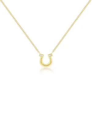 14k Yellow Gold Lucky Horseshoe Diamond Necklace