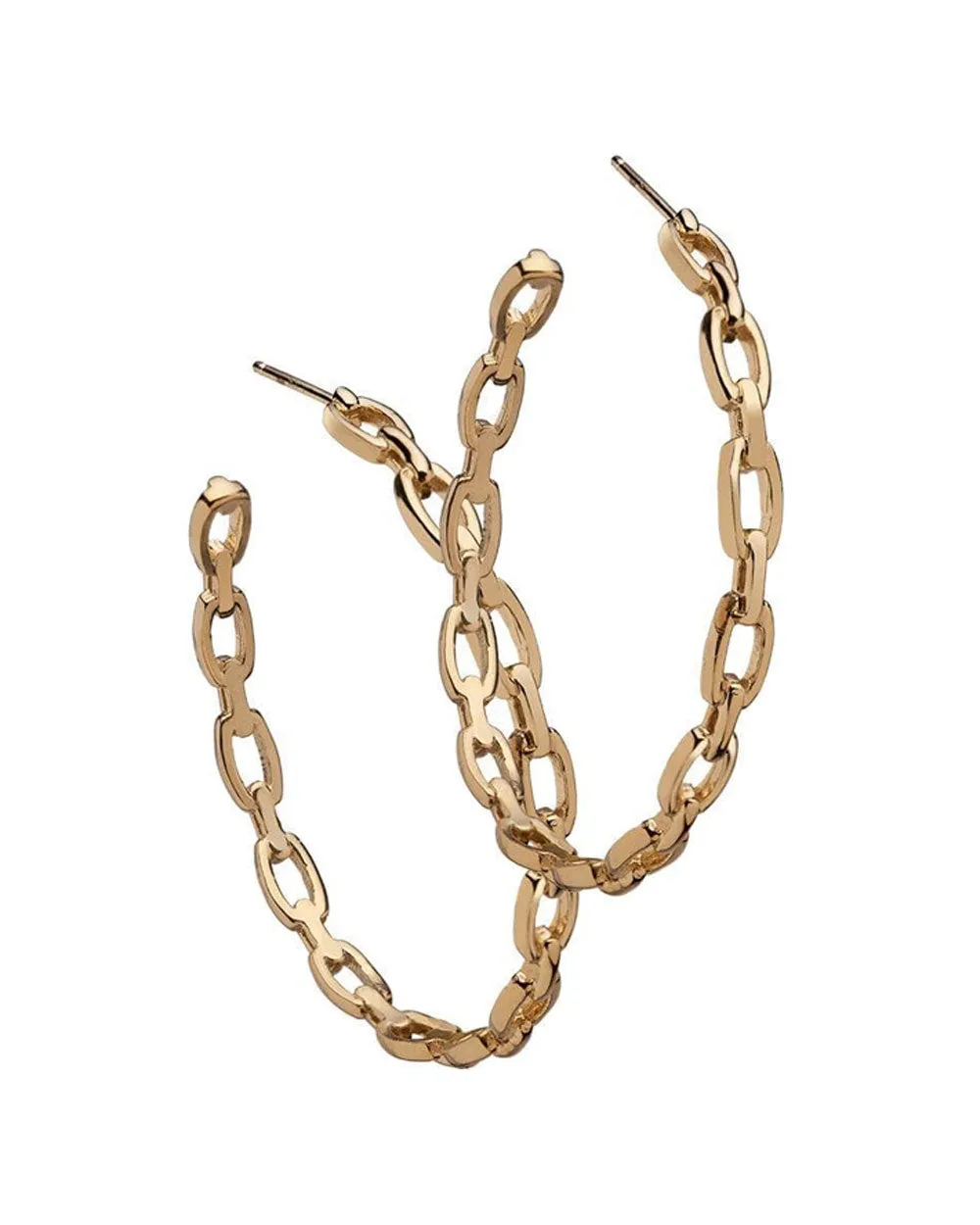 14k Yellow Gold Plated Silver Carmine Chain Link Hoop Earrings