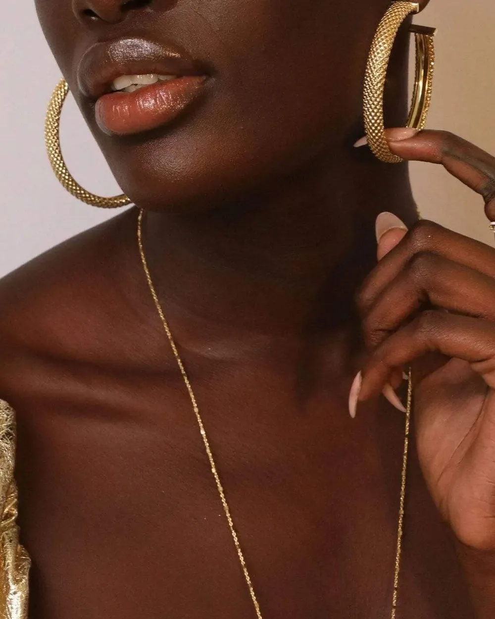14k Yellow Gold Plated Silver Medium Flat Woven Hoop Earrings