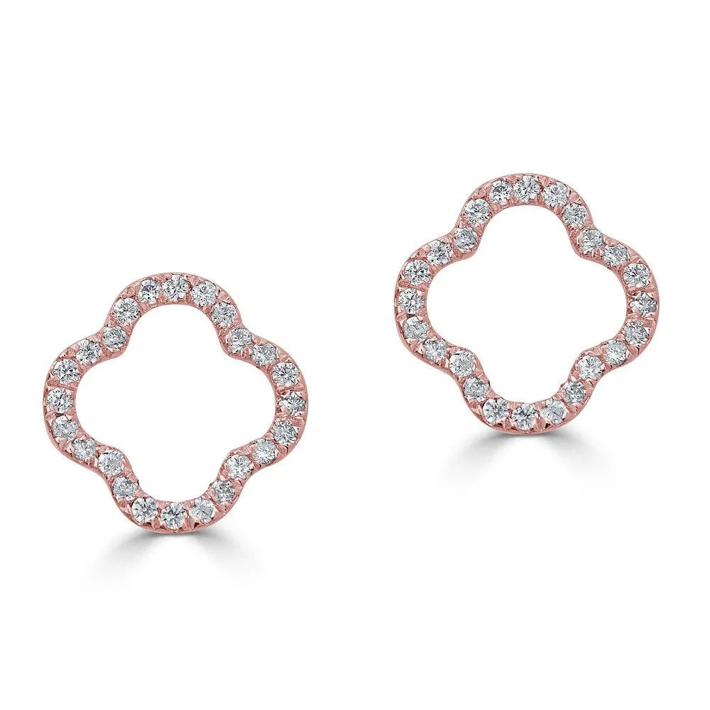 14KT GOLD .16 CTW DIAMOND OPEN CLOVER EARRINGS