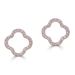 14KT GOLD .16 CTW DIAMOND OPEN CLOVER EARRINGS