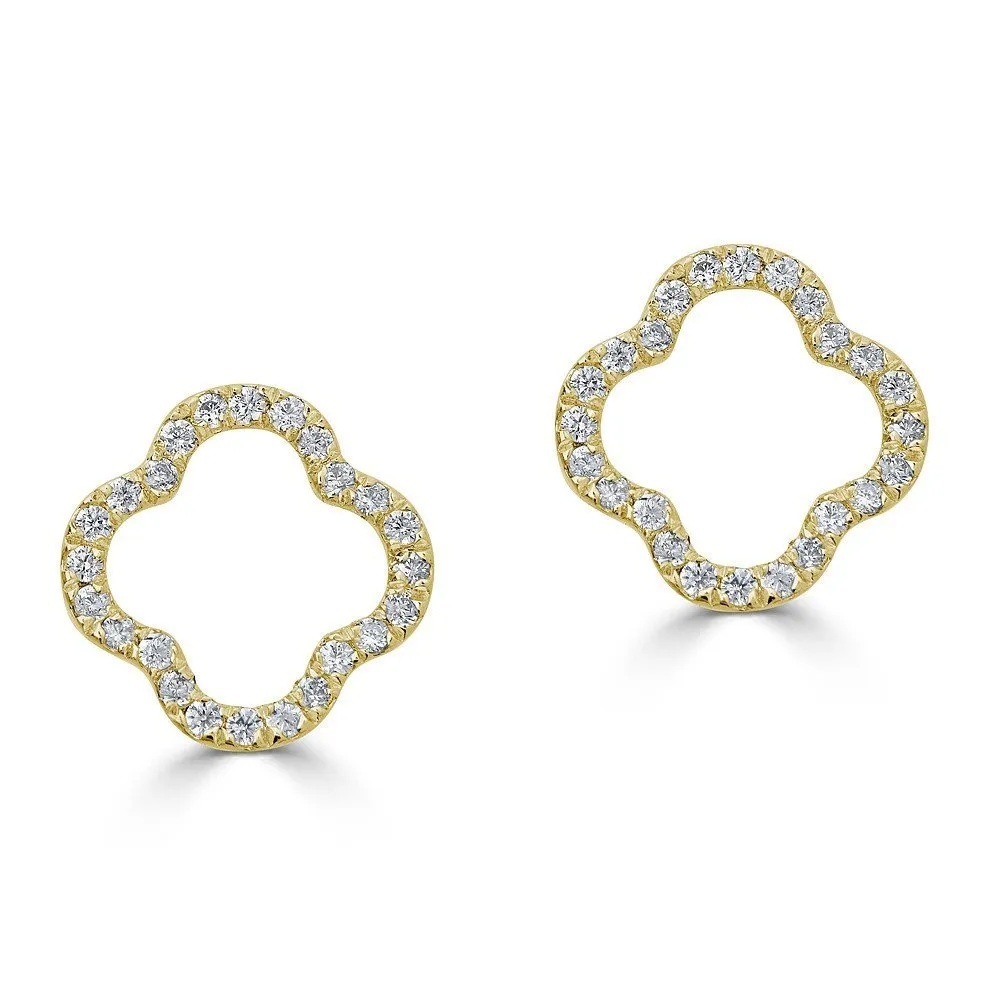 14KT GOLD .16 CTW DIAMOND OPEN CLOVER EARRINGS