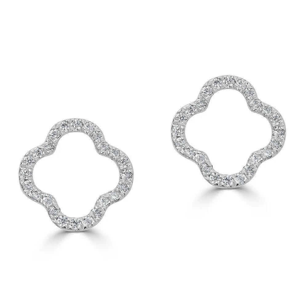 14KT GOLD .16 CTW DIAMOND OPEN CLOVER EARRINGS