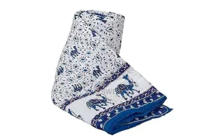 AARMOZY Rajasthani Traditional Cotton Jaipuri razai ac Blanket Camel Print with Floral Design Single Bed Reversible (Both Sided) Jaipuri Quilt 55 x 85 inch - Blue
