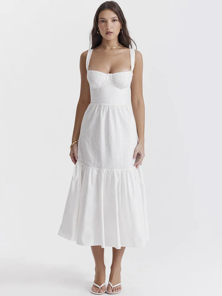 Allison White Spaghetti Strap Midi Dress