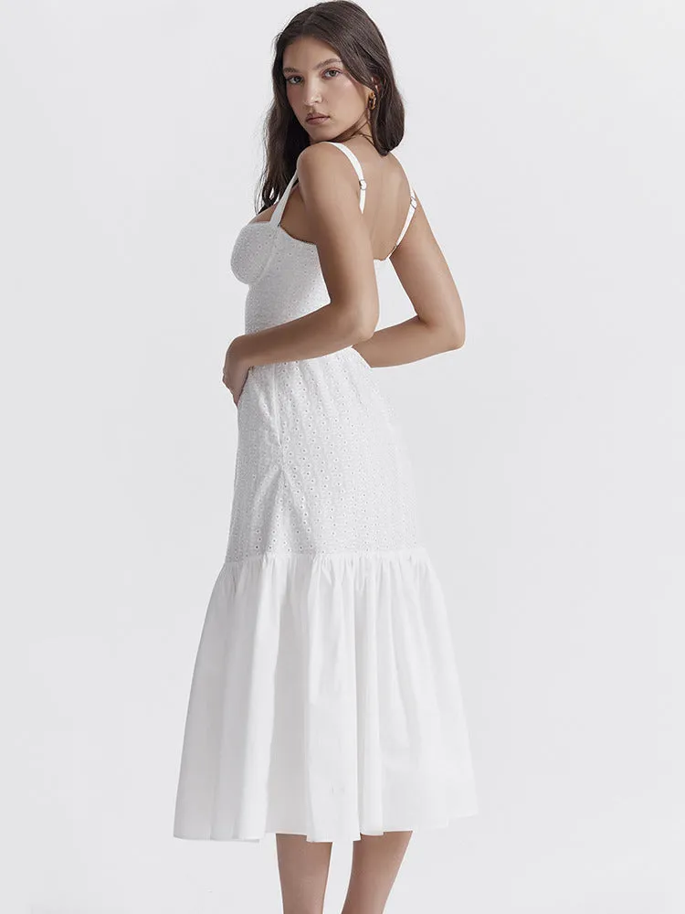 Allison White Spaghetti Strap Midi Dress