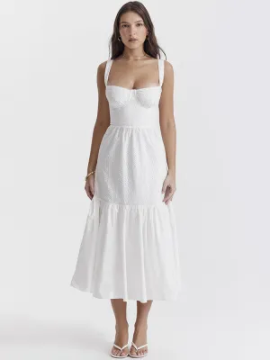 Allison White Spaghetti Strap Midi Dress