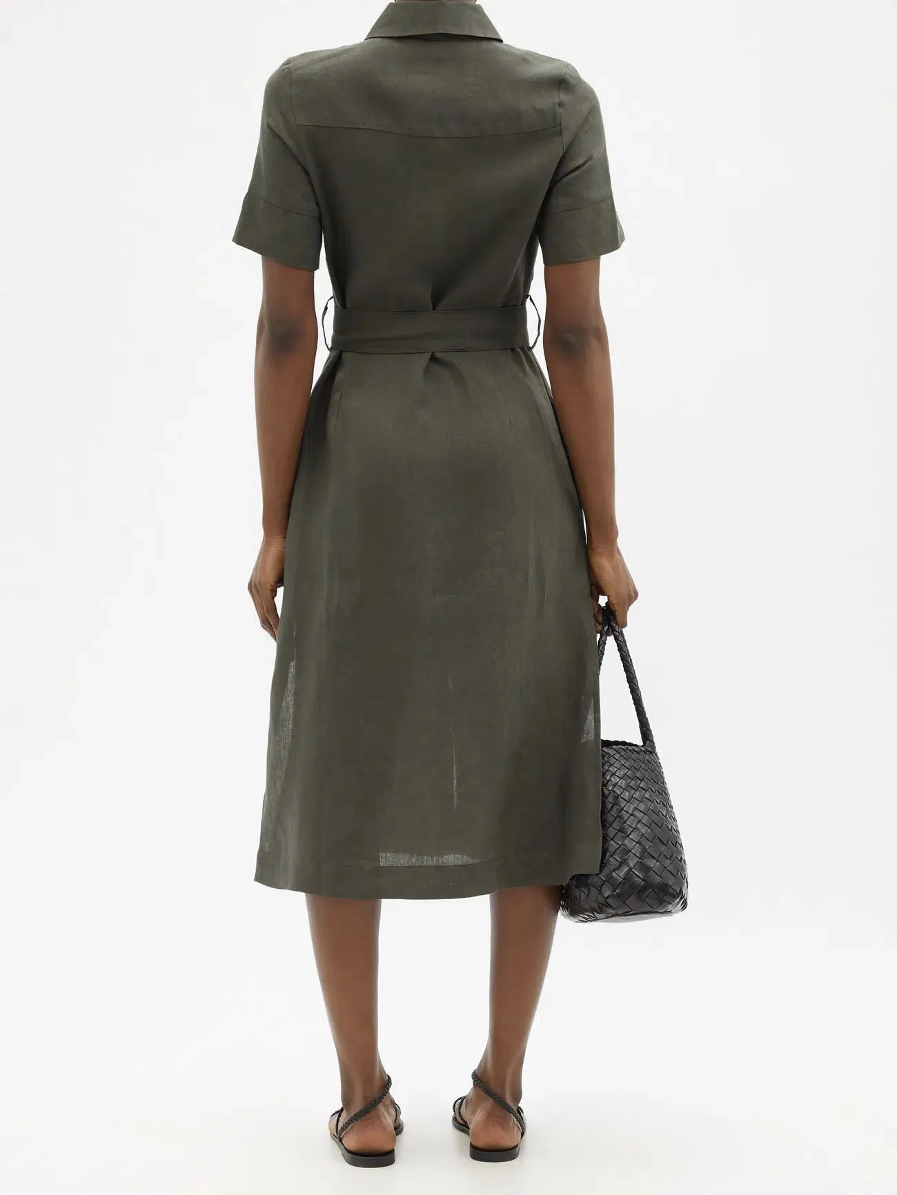Belted Linen Shirt Dress