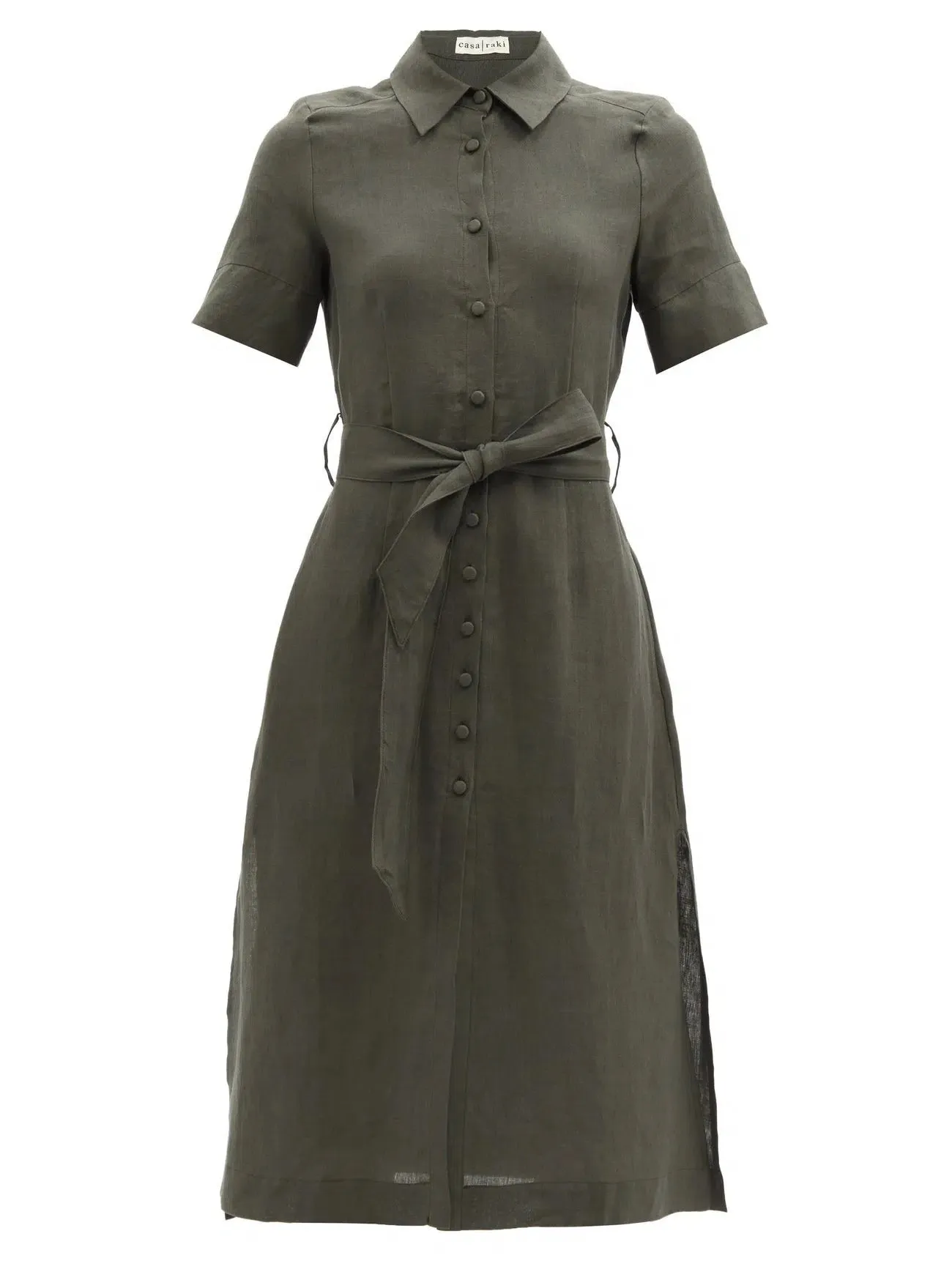 Belted Linen Shirt Dress