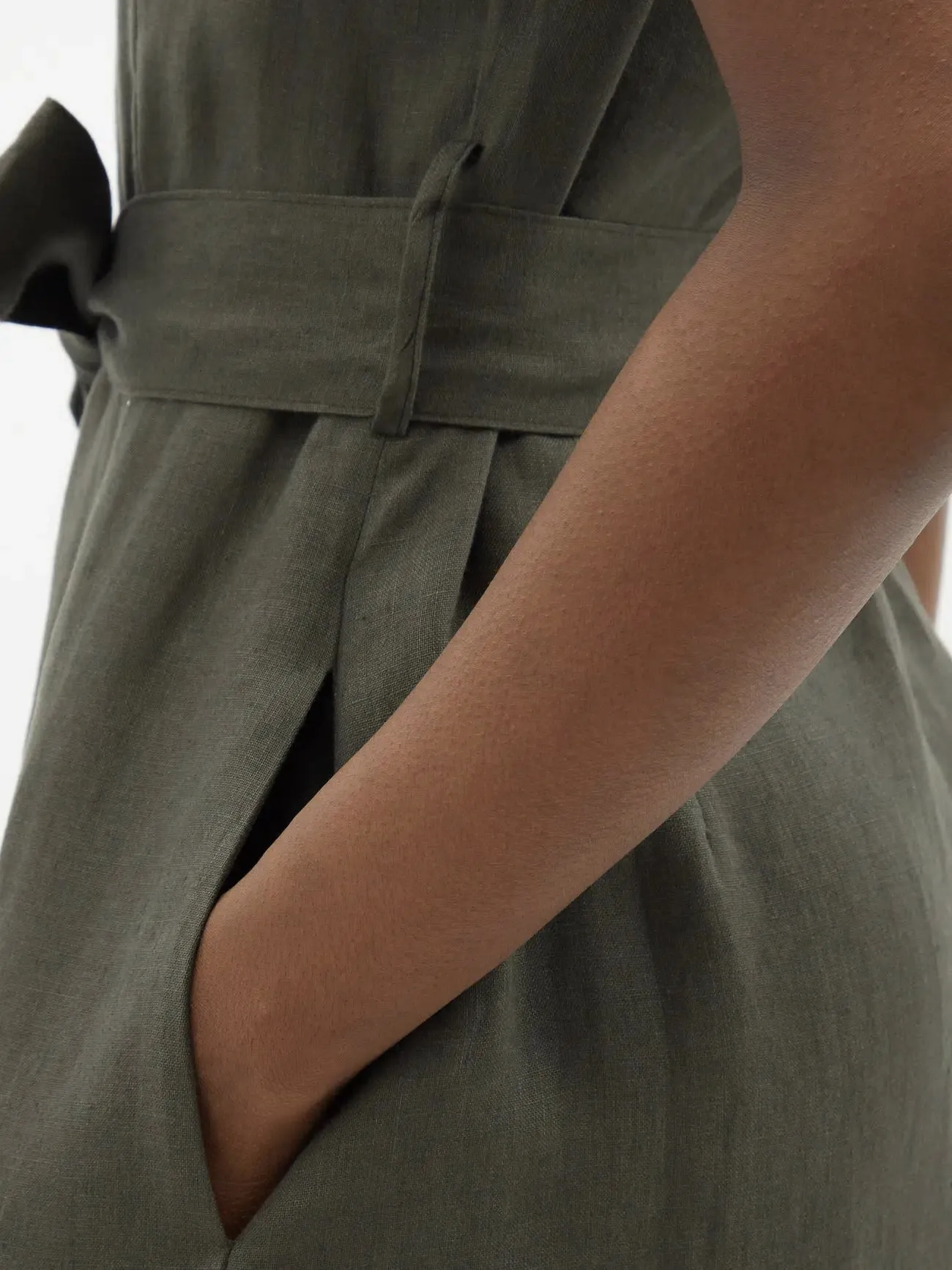 Belted Linen Shirt Dress