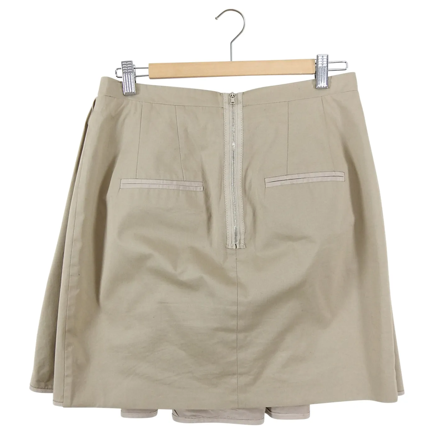 Carven Beige Cotton Pleat Mini Skirt - FR40 / 8