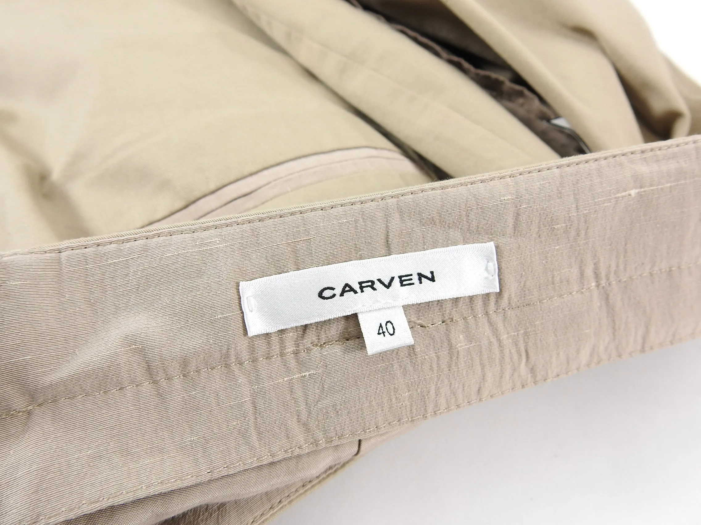 Carven Beige Cotton Pleat Mini Skirt - FR40 / 8