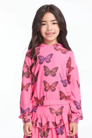 CHA Colorful Butterflies Girls Hoodie Pullover