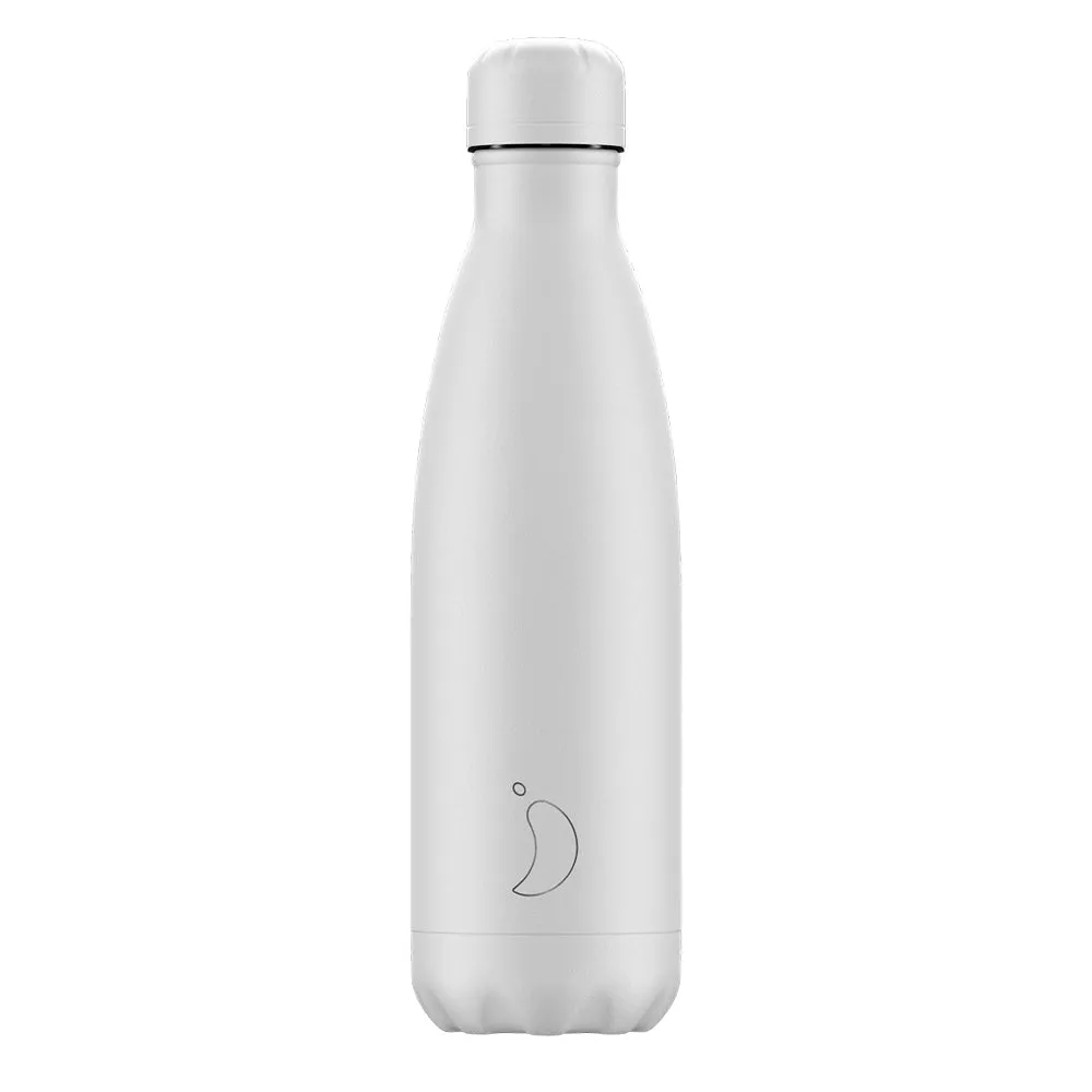 Chillys 500ml Water Bottle Monochrome All White