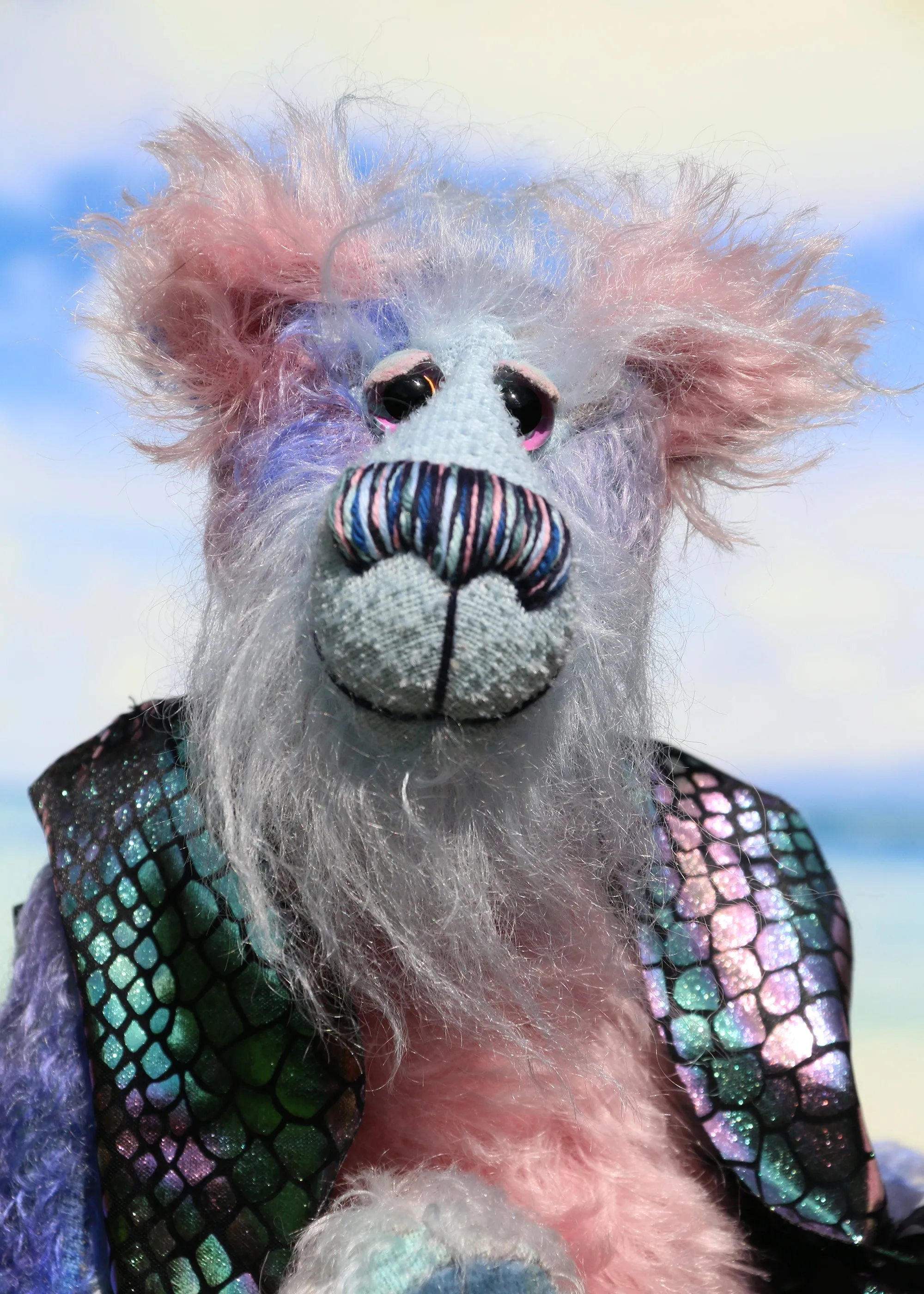 Delilah Dingles is a colourful one of a kind, mohair artist teddy bear by Barbara-Ann Bears