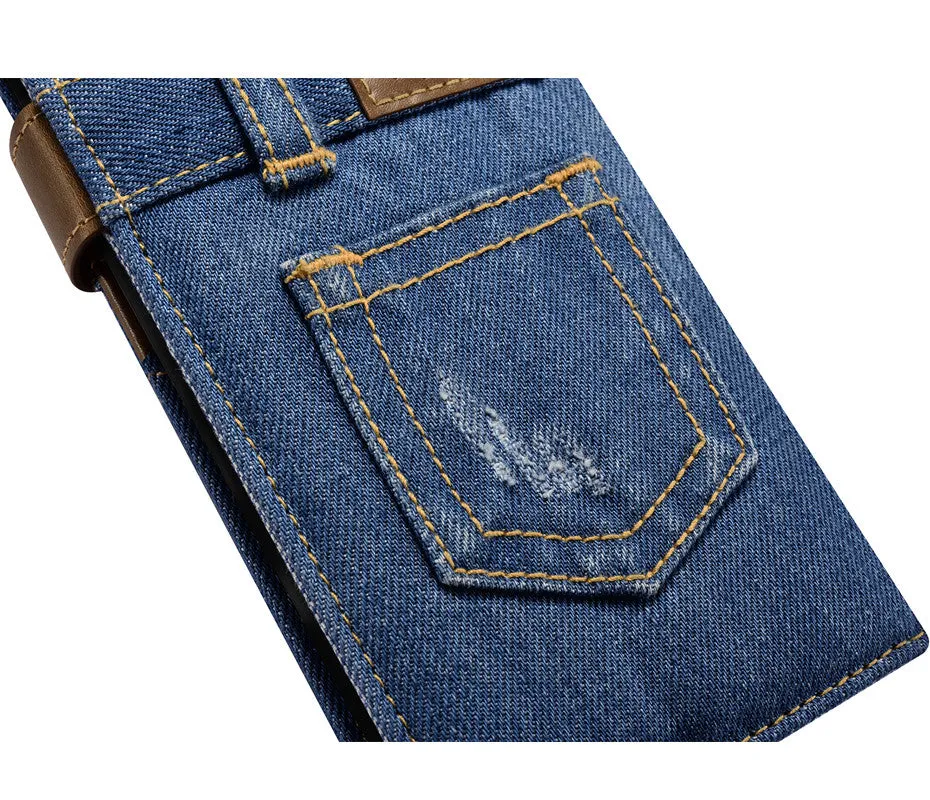 Denim Cell Phone Flip Case Wallet for iPhone 7/8 and 7/8 Plus (Choose Model)