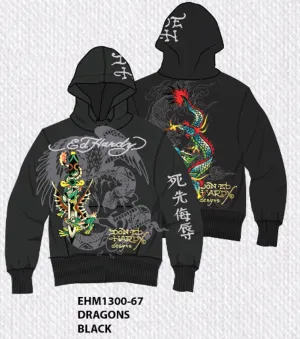 Ed Hardy Dragons Pullover Hoodie - Black
