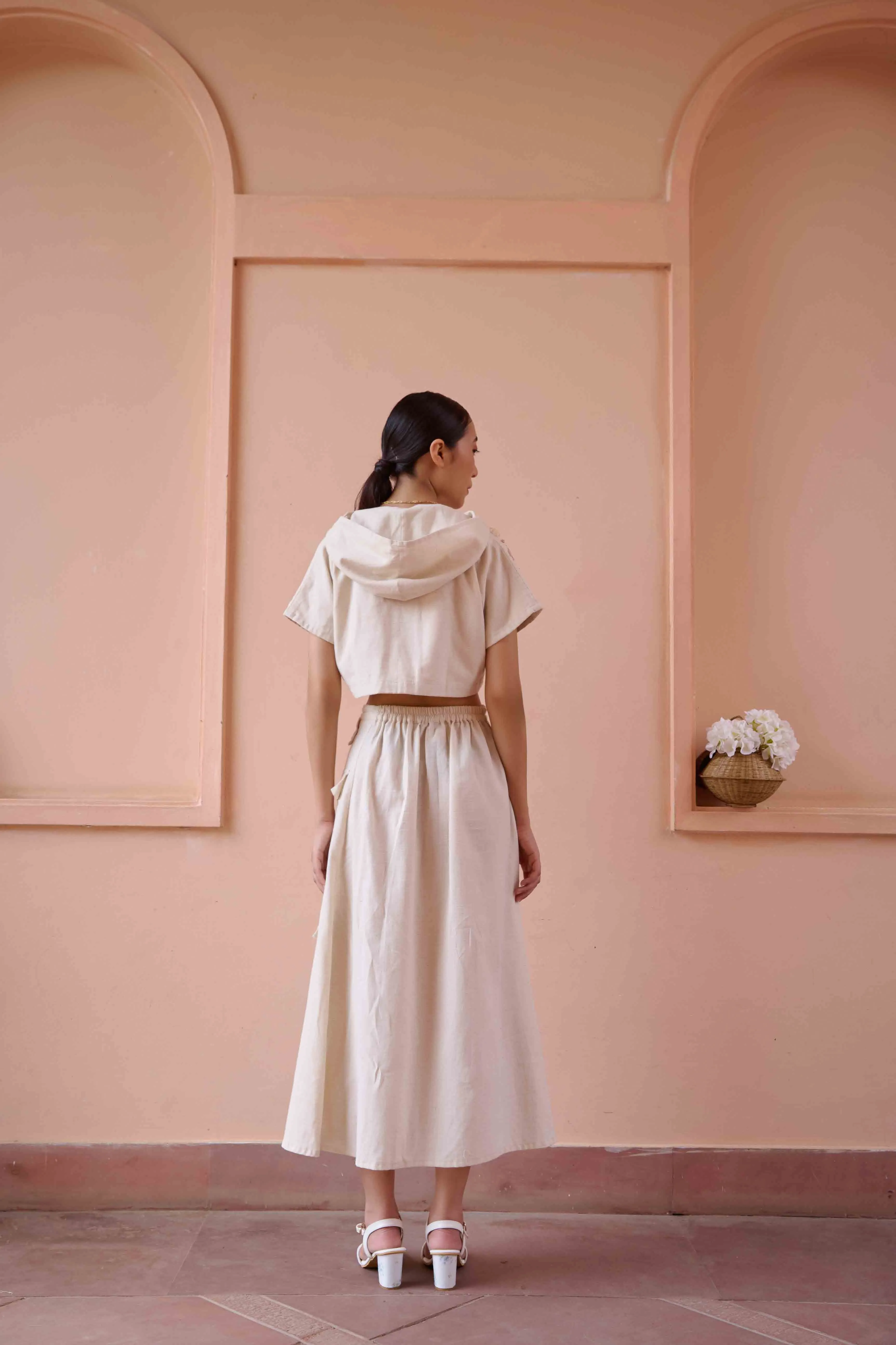 Edwin Top and Skirt Set - Beige Handwoven