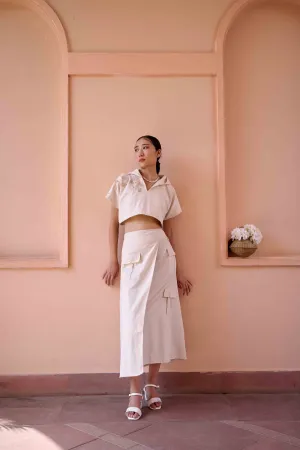 Edwin Top and Skirt Set - Beige Handwoven