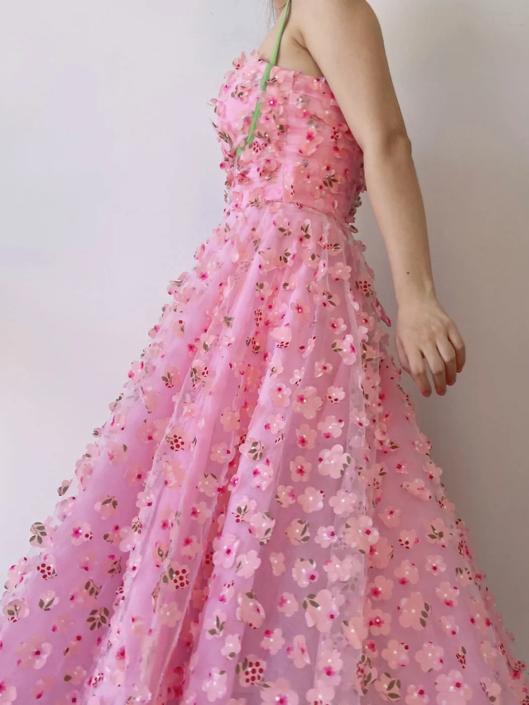 Fairycore Floral Embroidery Pink Dress