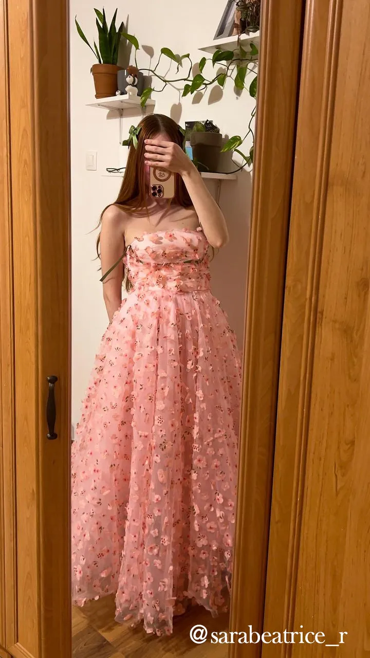 Fairycore Floral Embroidery Pink Dress
