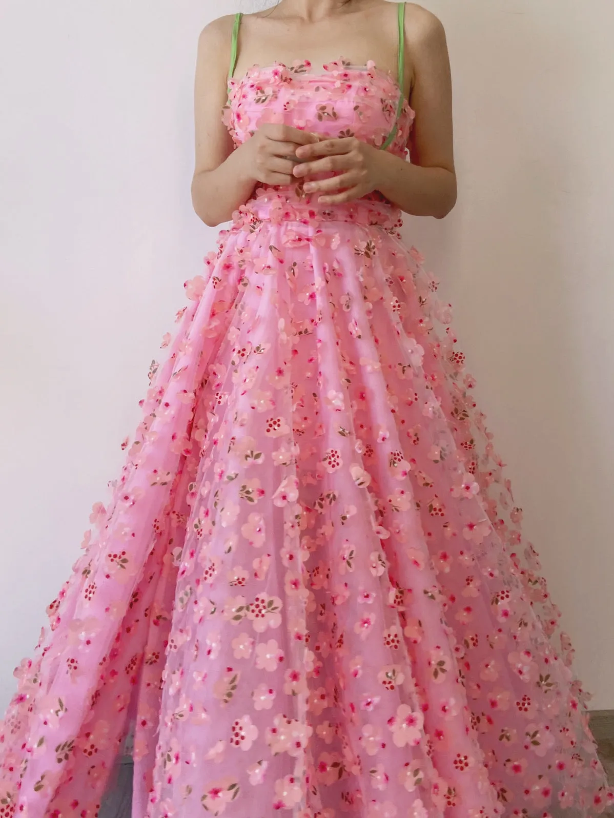 Fairycore Floral Embroidery Pink Dress