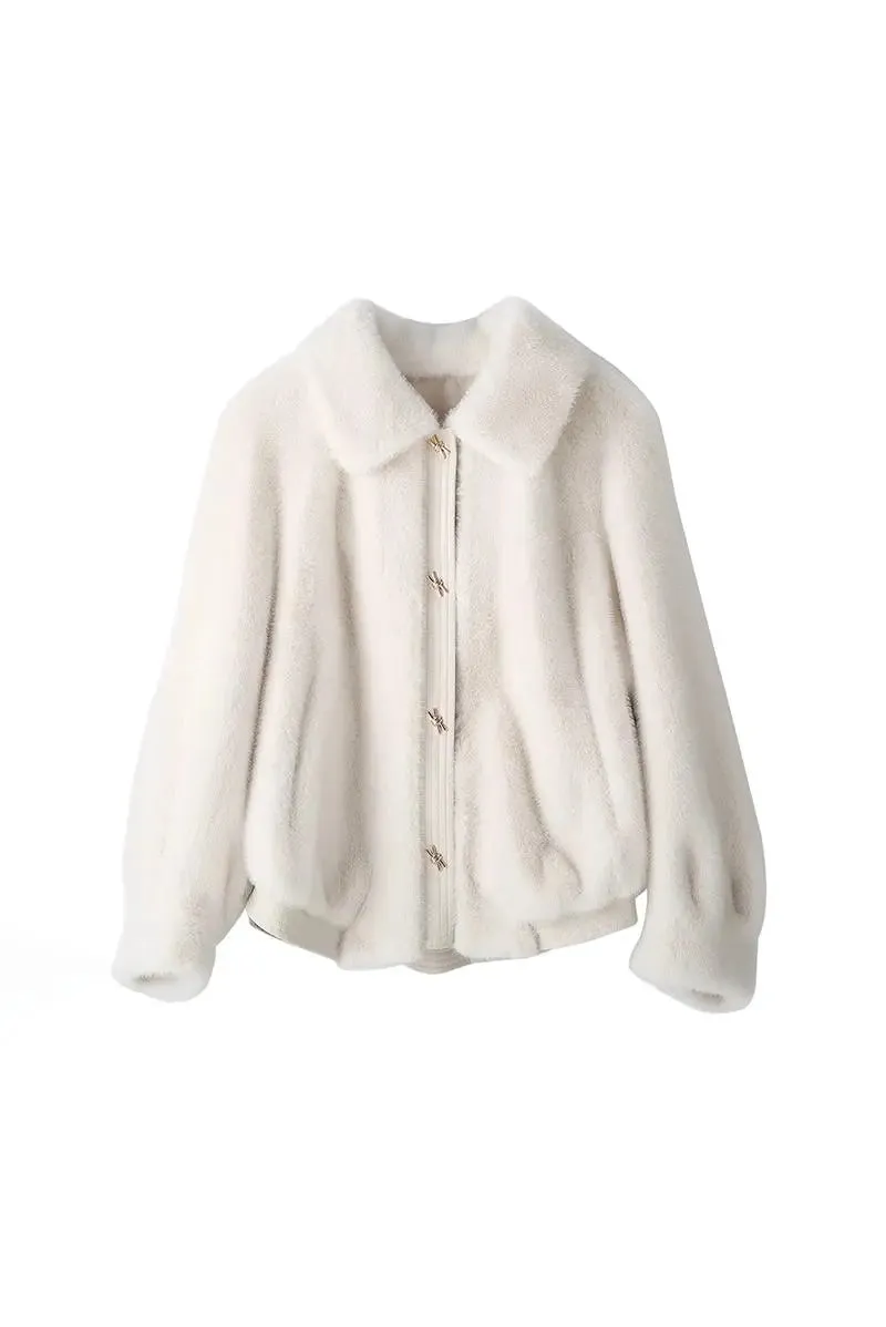 Faux Mink Fur Bomber Jacket