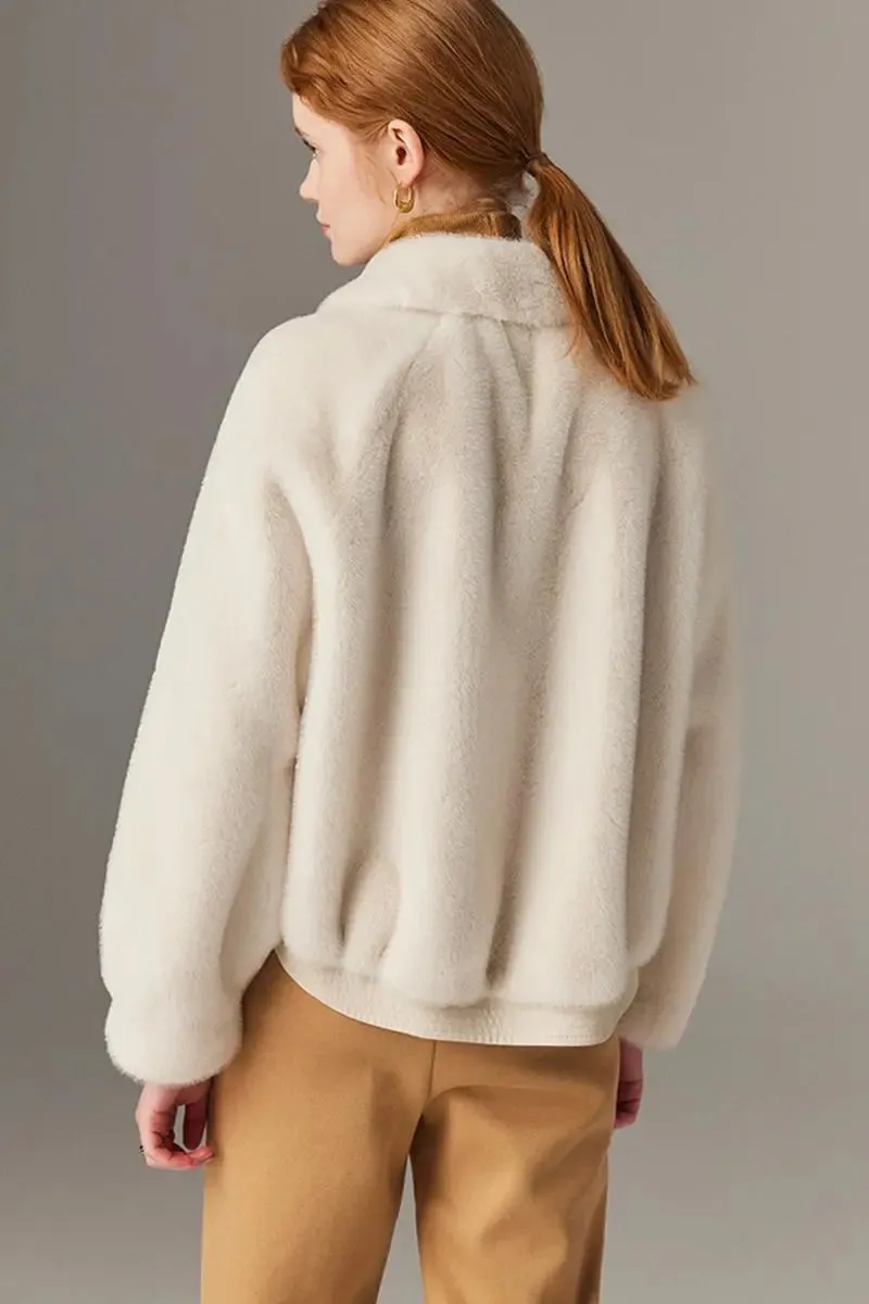 Faux Mink Fur Bomber Jacket