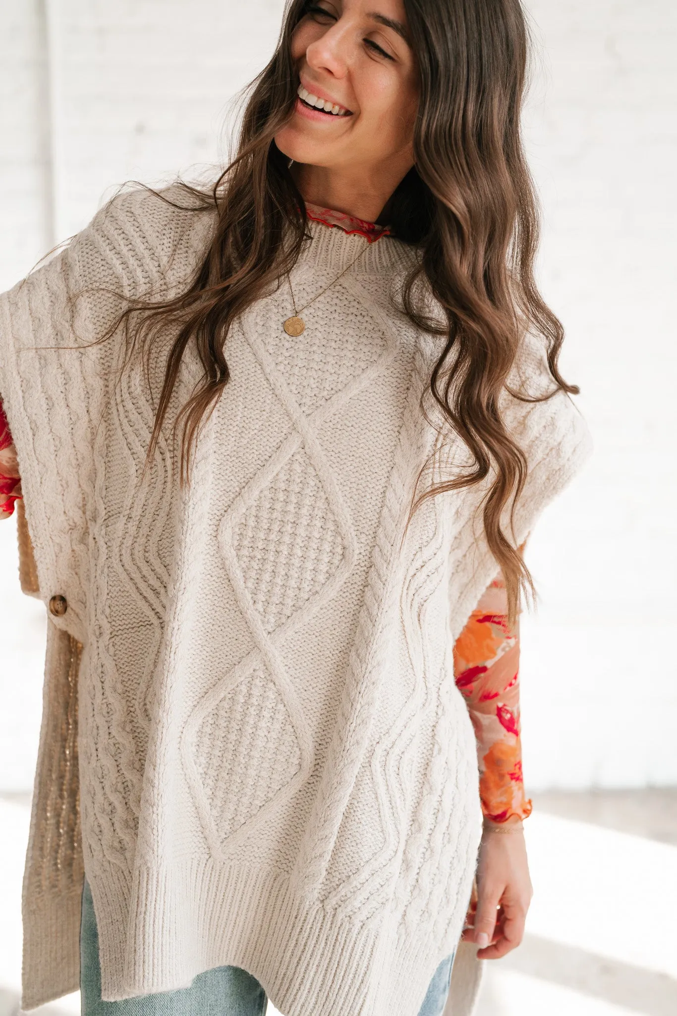 Faye Cable Knit Sweater Tunic Top