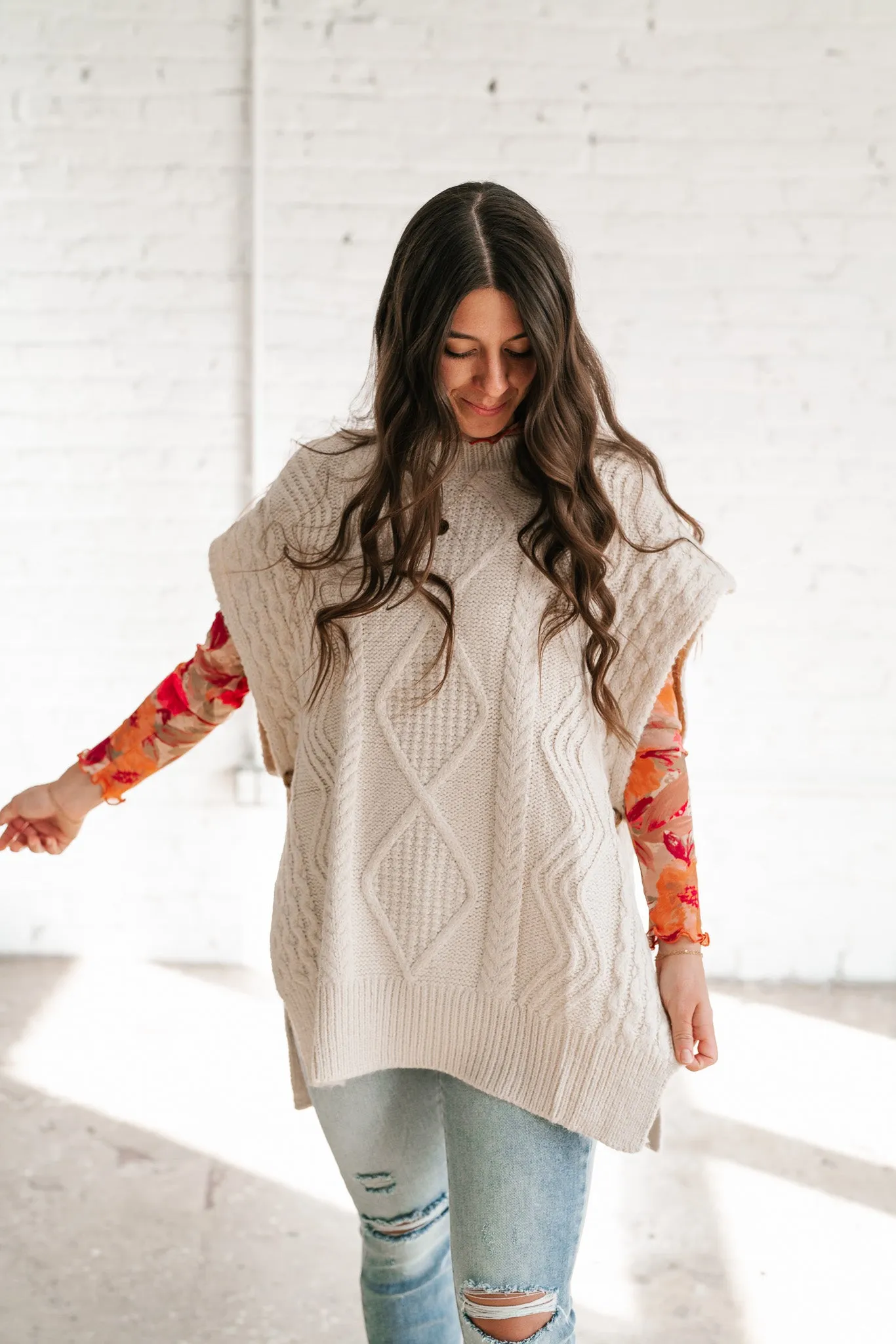 Faye Cable Knit Sweater Tunic Top