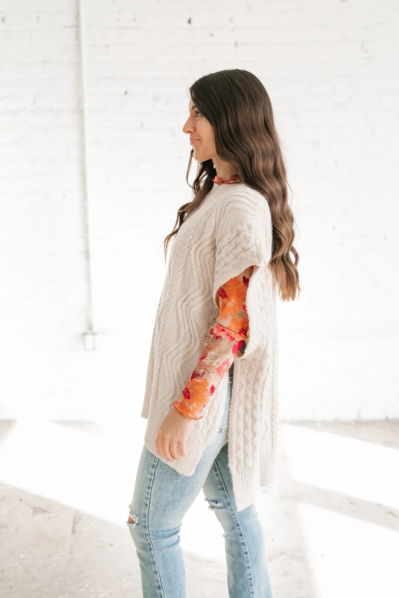 Faye Cable Knit Sweater Tunic Top