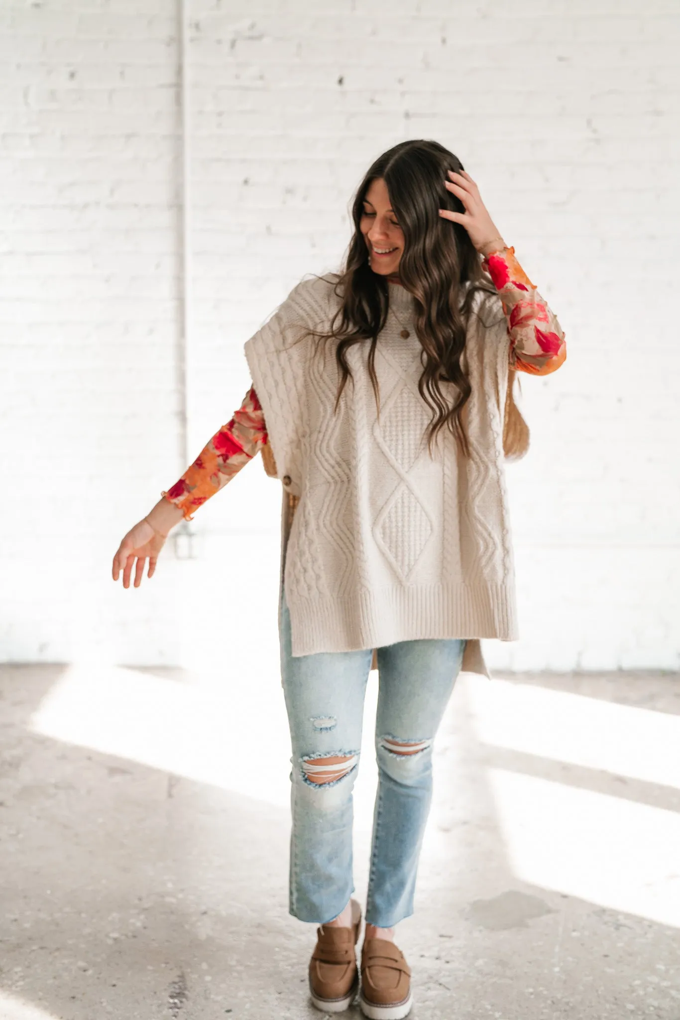 Faye Cable Knit Sweater Tunic Top