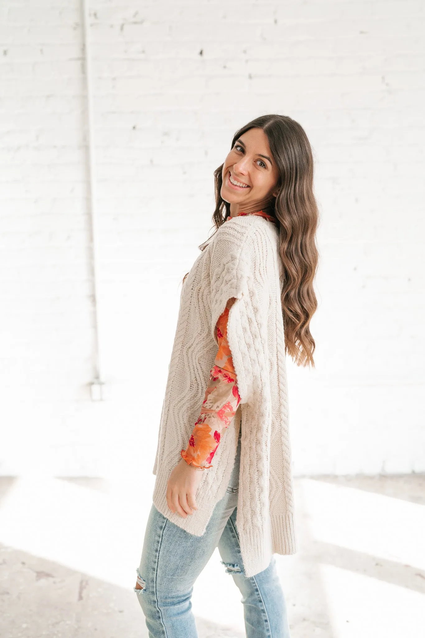 Faye Cable Knit Sweater Tunic Top