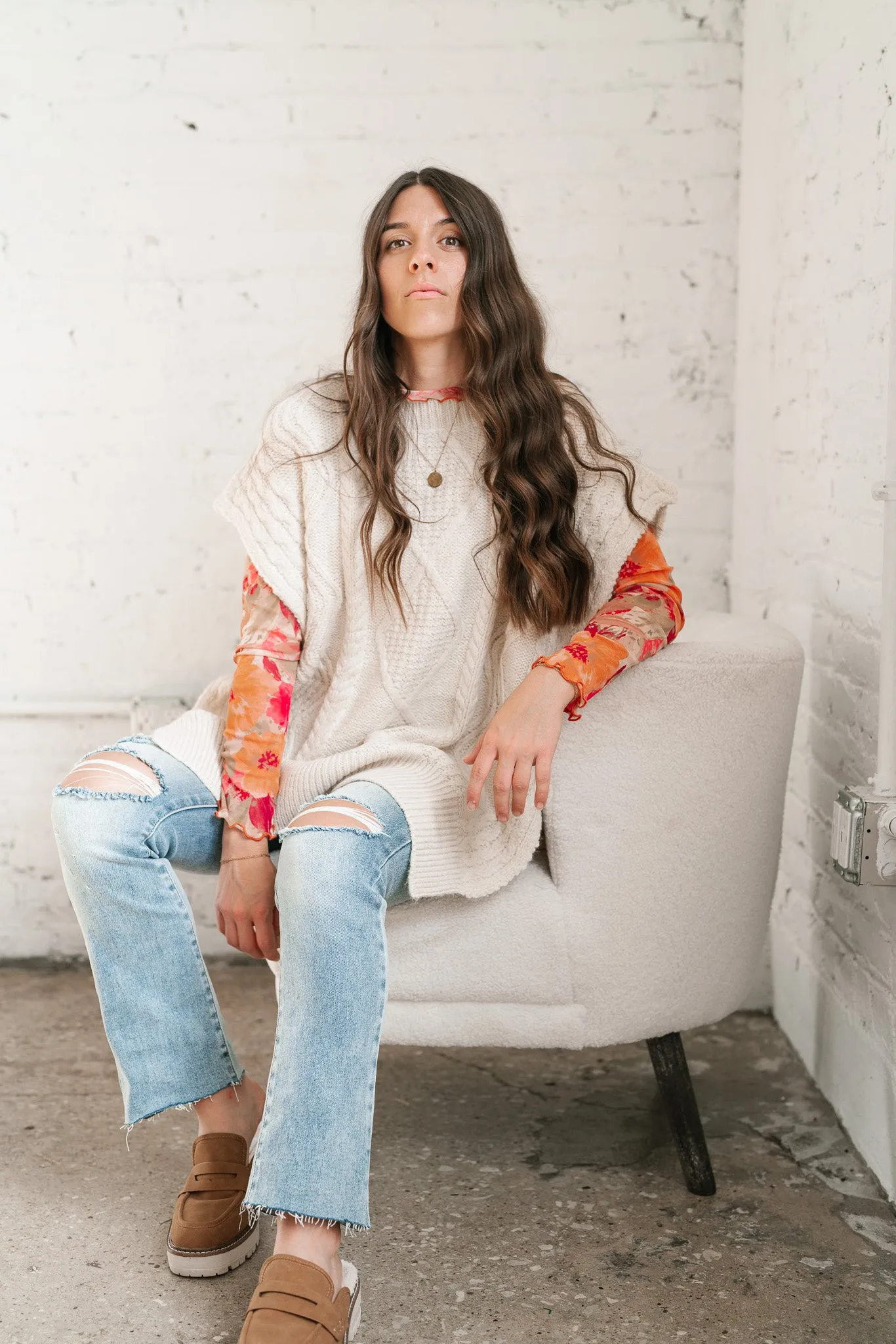 Faye Cable Knit Sweater Tunic Top