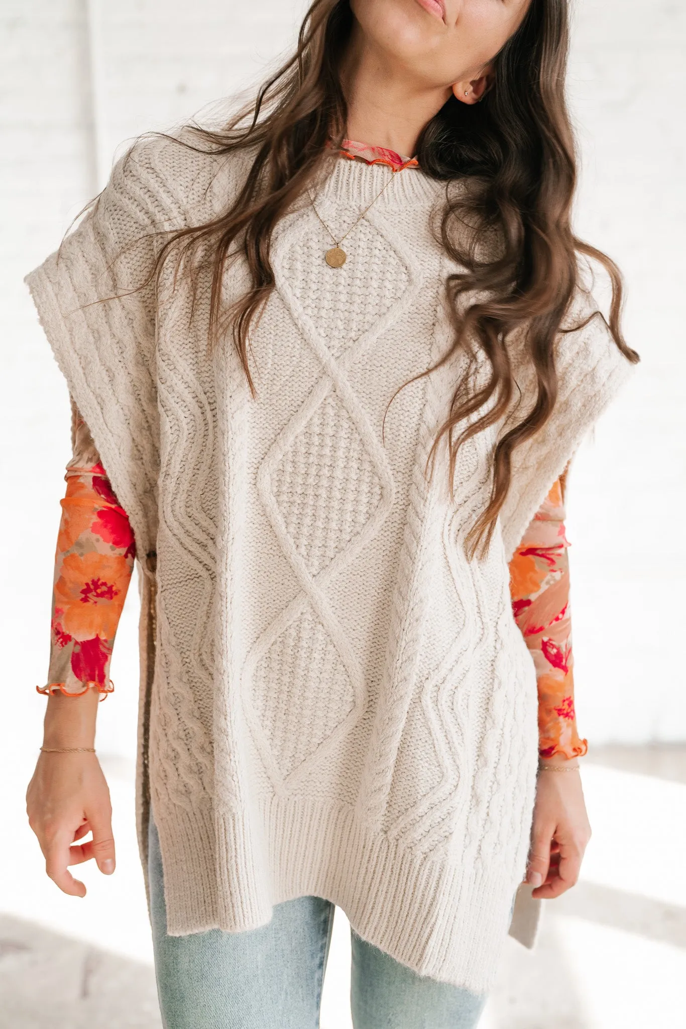 Faye Cable Knit Sweater Tunic Top