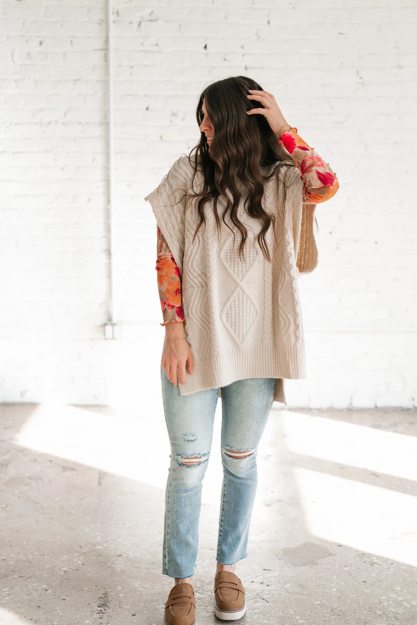 Faye Cable Knit Sweater Tunic Top