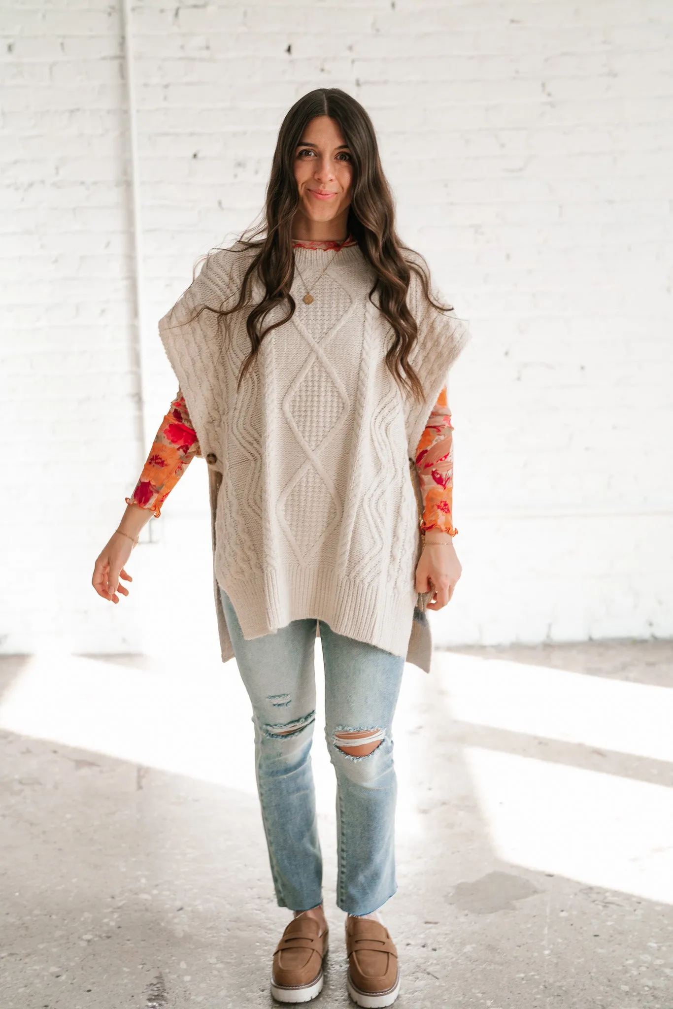 Faye Cable Knit Sweater Tunic Top