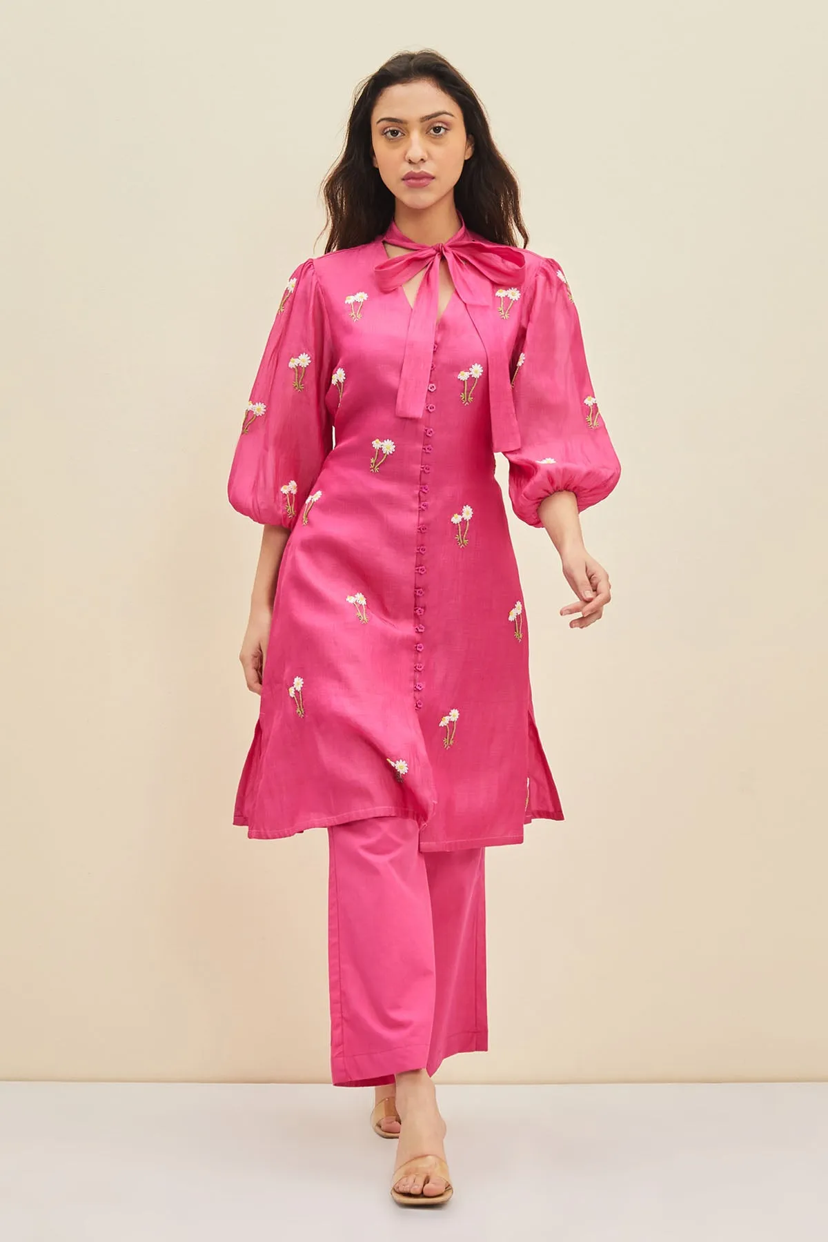 Floral Embroidered Tunic Set