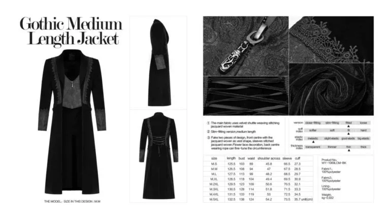 Goth Medium Length Coat