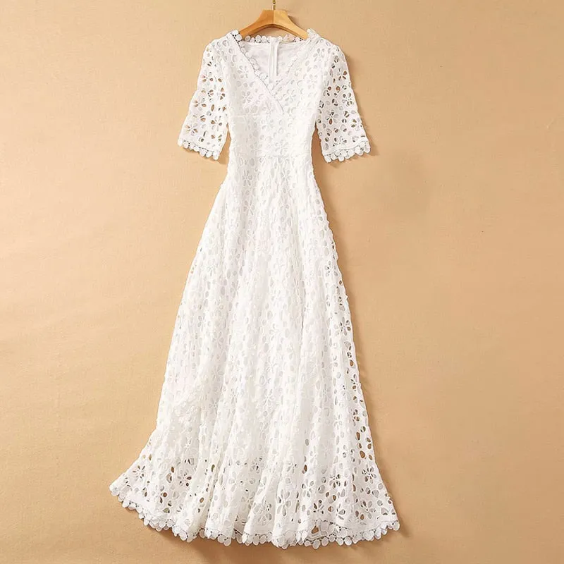 Hollow Out Embroidery Dress
