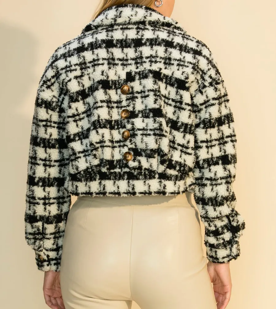 Houndstooth Teddy Jacket