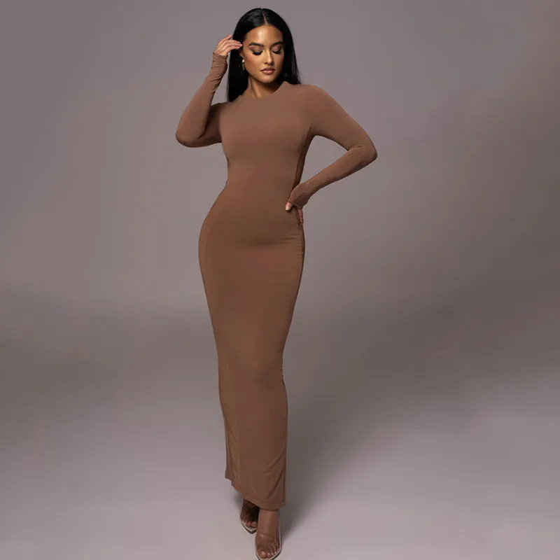 Jamie Hollow Out Contrast Color Bodycon Maxi Dress