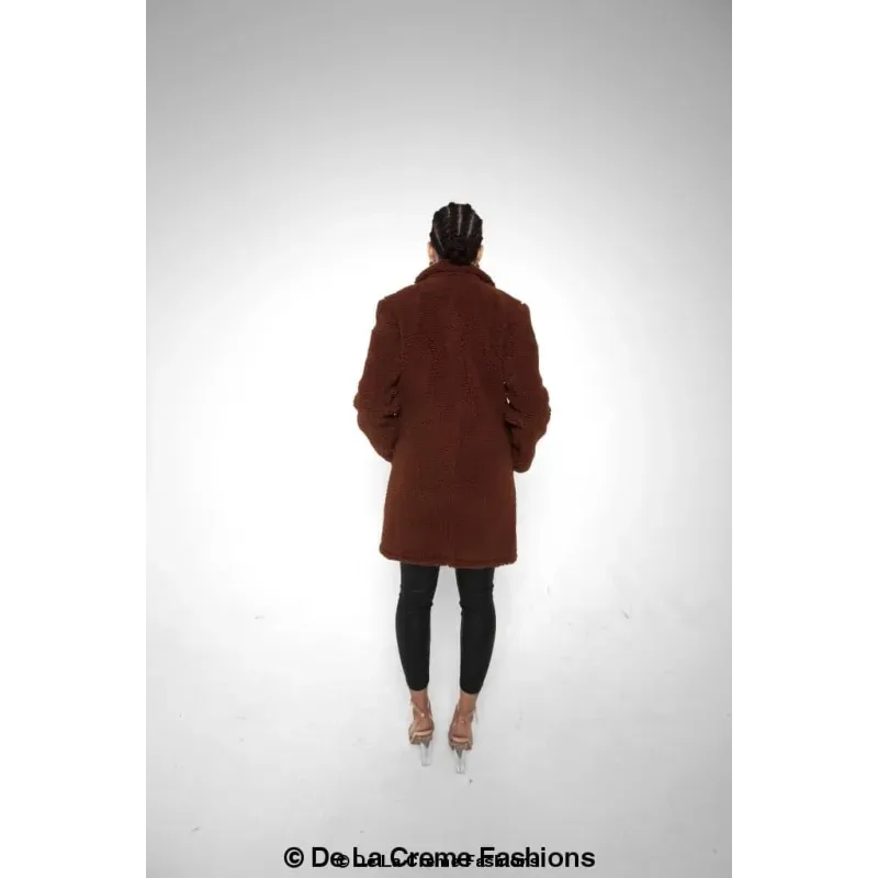 Janine Double Breasted Borg Teddy Coat