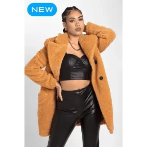 Janine Double Breasted Borg Teddy Coat