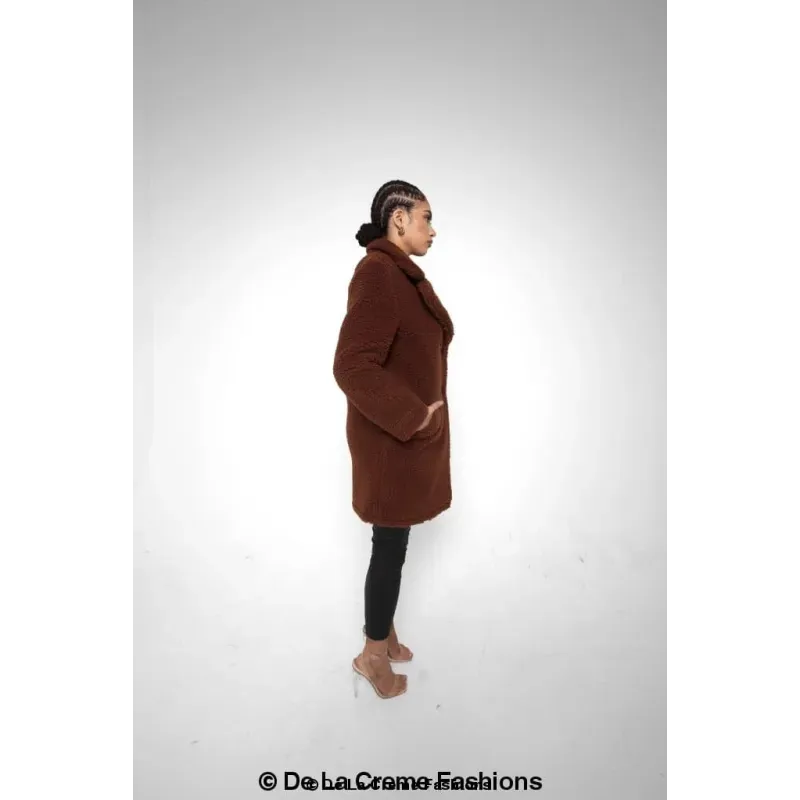 Janine Double Breasted Borg Teddy Coat