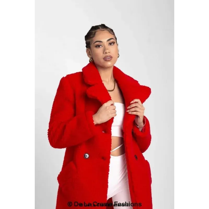 Janine Double Breasted Borg Teddy Coat