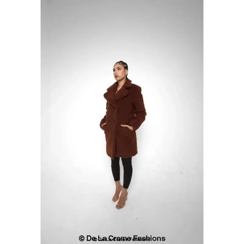 Janine Double Breasted Borg Teddy Coat