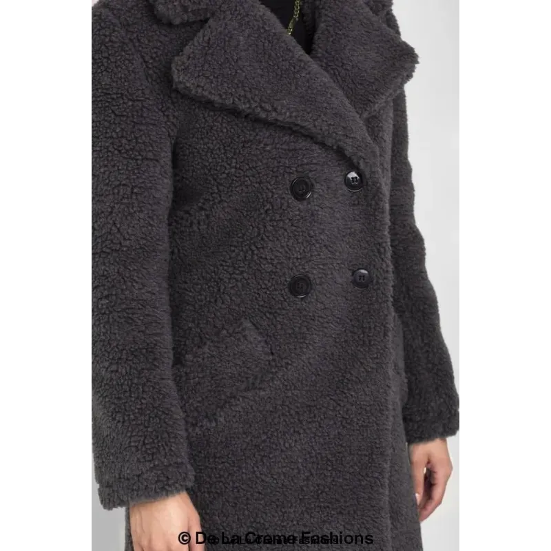 Janine Double Breasted Borg Teddy Coat